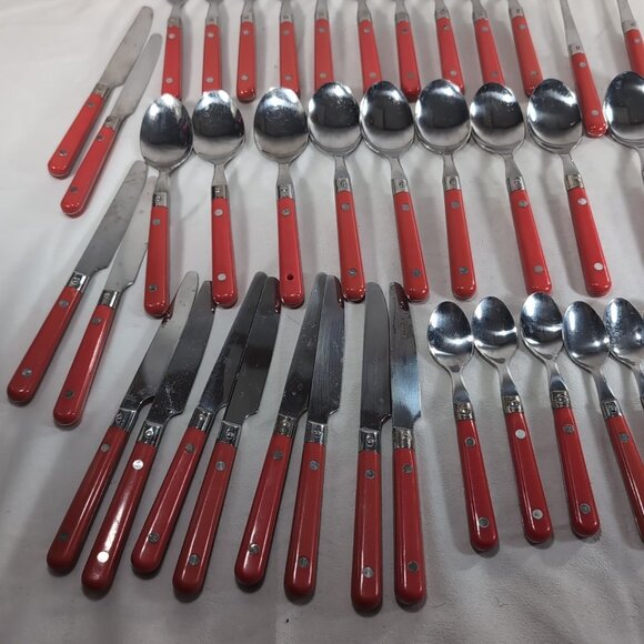 51 IKEA Red Stainless Steel Cutlery Flatware Serving Utensils Fork Spoon Knife - Picture 3 of 14